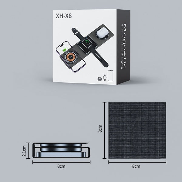 3-in-1 Magnetic Wireless Charger Foldable Fast Charger for Apple Devices