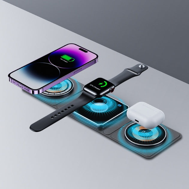 3-in-1 Magnetic Wireless Charger Foldable Fast Charger for Apple Devices